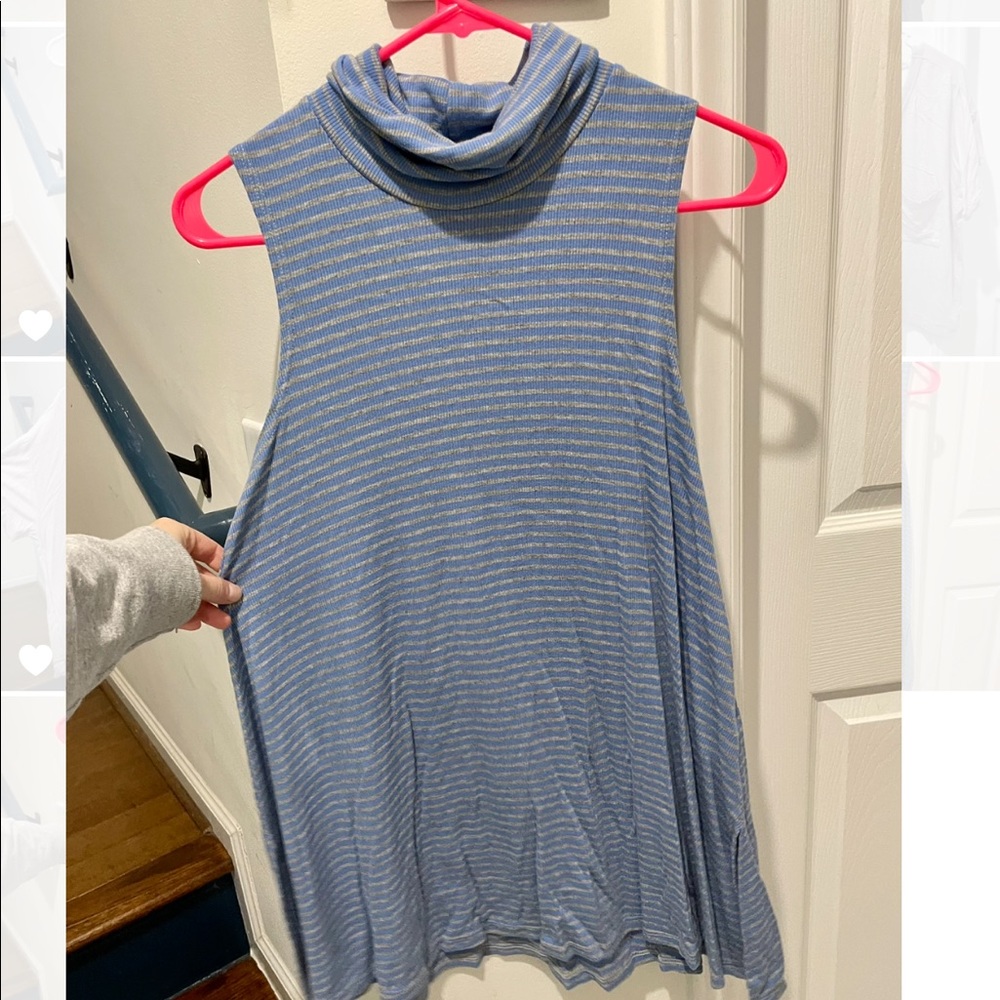 LIKE NEW, Anthropologie blue & grey striped top!
